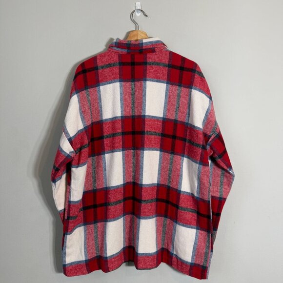 Lovers + Friends Revolve Kaianna Plaid Wool Shacket Women Large Red White Jacket - Picture 5 of 16